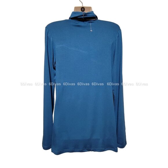 𝅺BLUE Long Sleeve Lightweight Stretchy Comfy Turtleneck Tunic- Size L/G - Picture 3 of 8